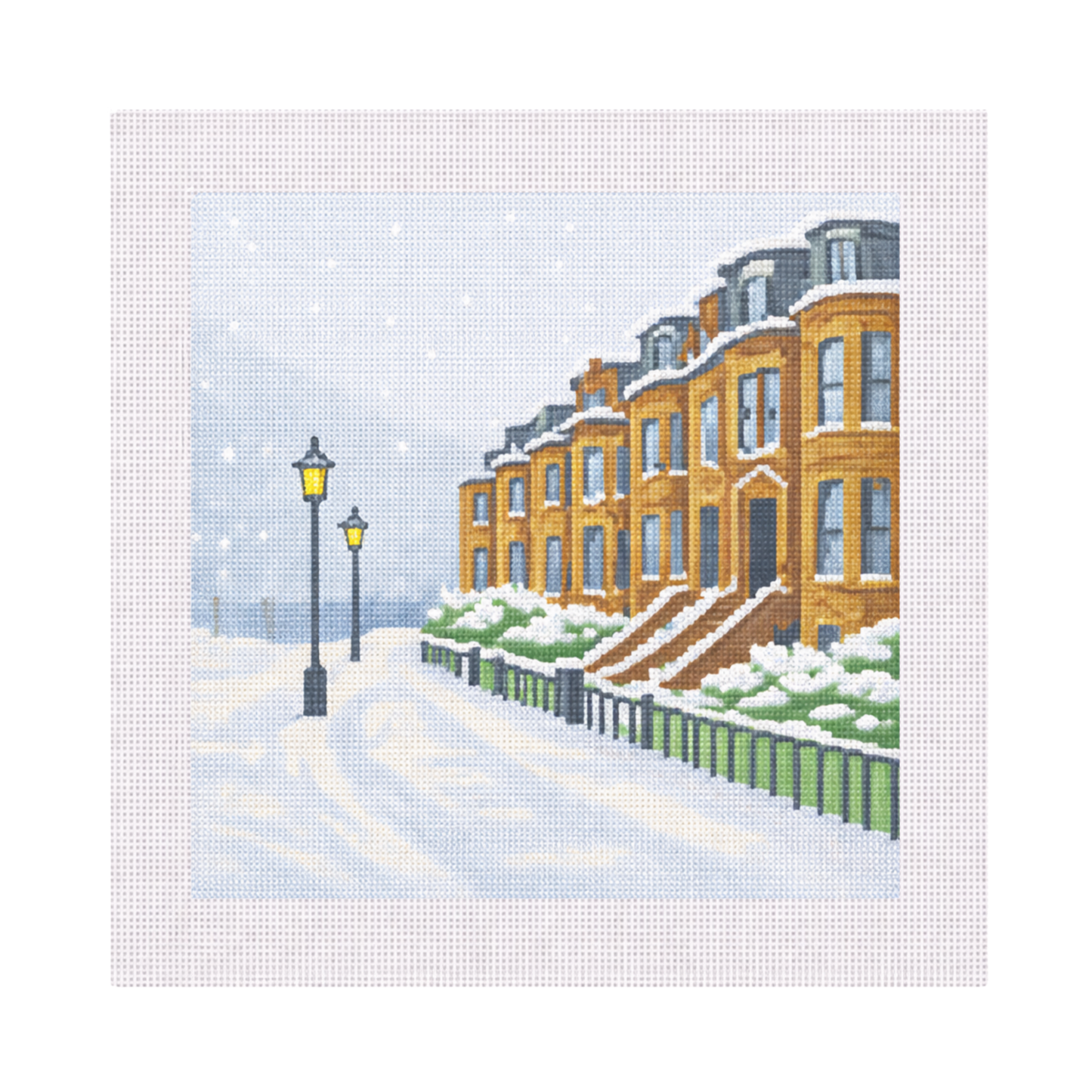 Back Bay Street in Winter — 12" x 12" Canvas