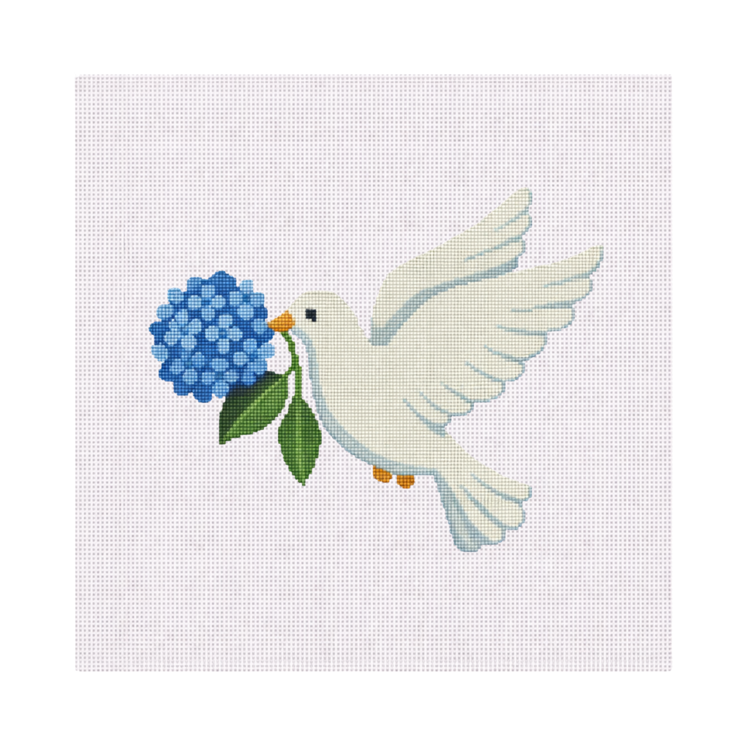 Dove with Hydrangea — 8" x 8" Canvas