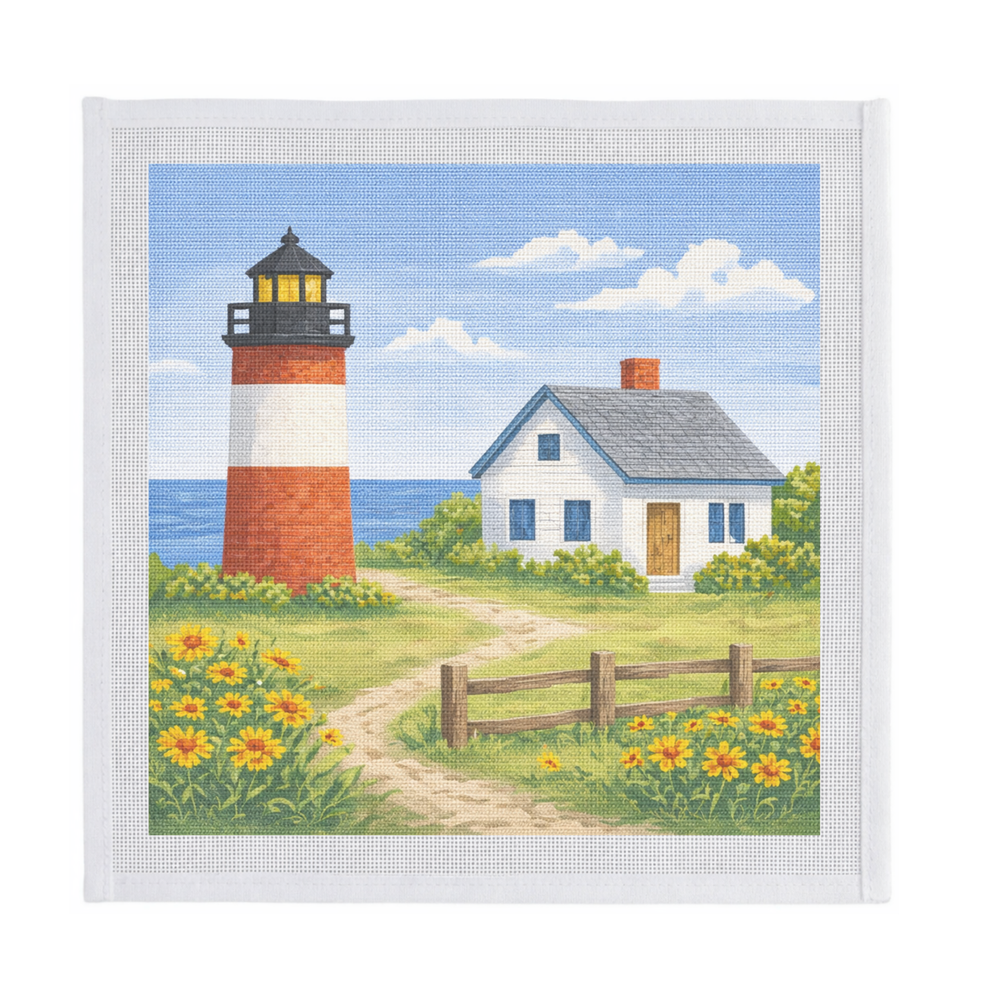 Lighthouse and Cottage in Summer