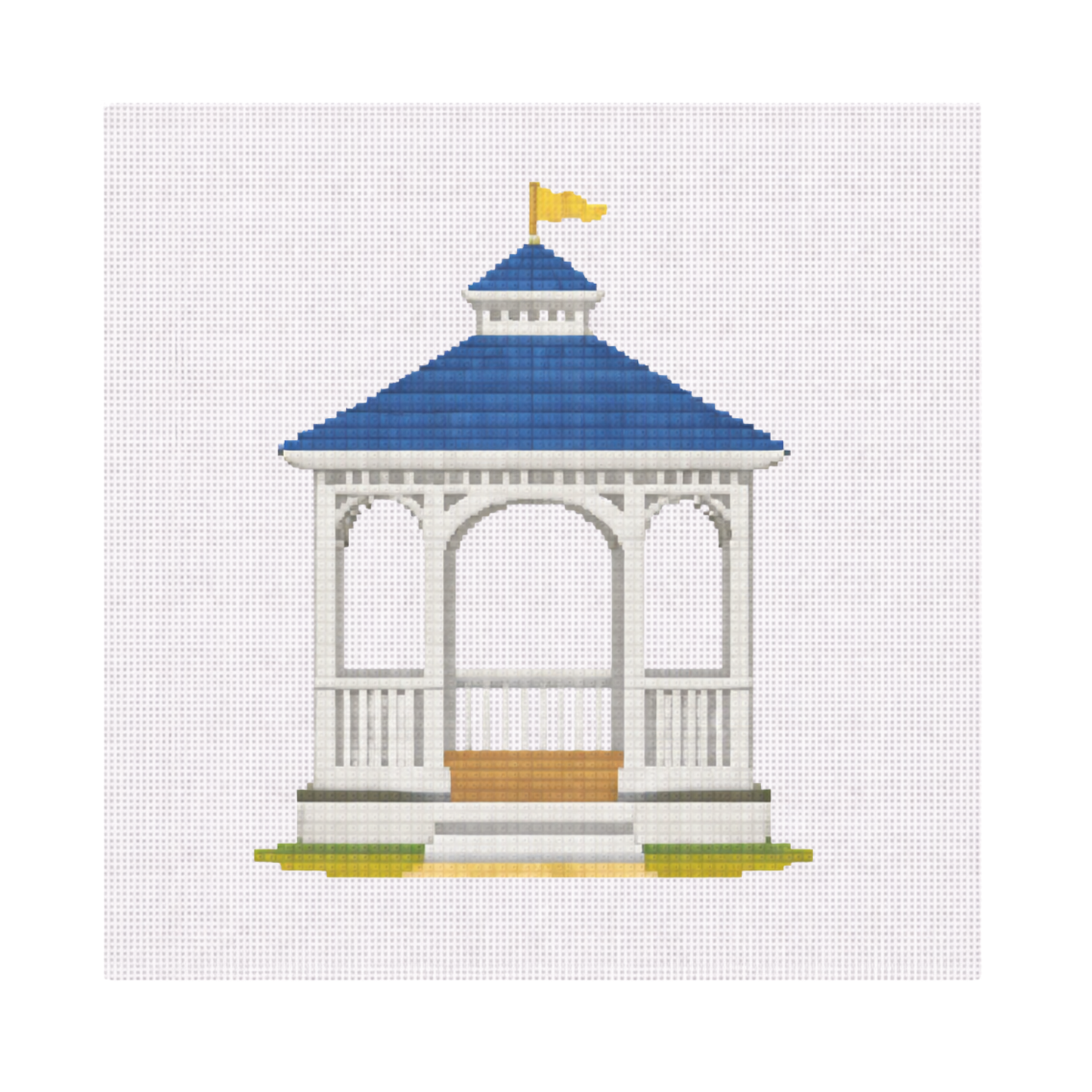 Gazebo with Blue Roof — 8" x 8" Canvas