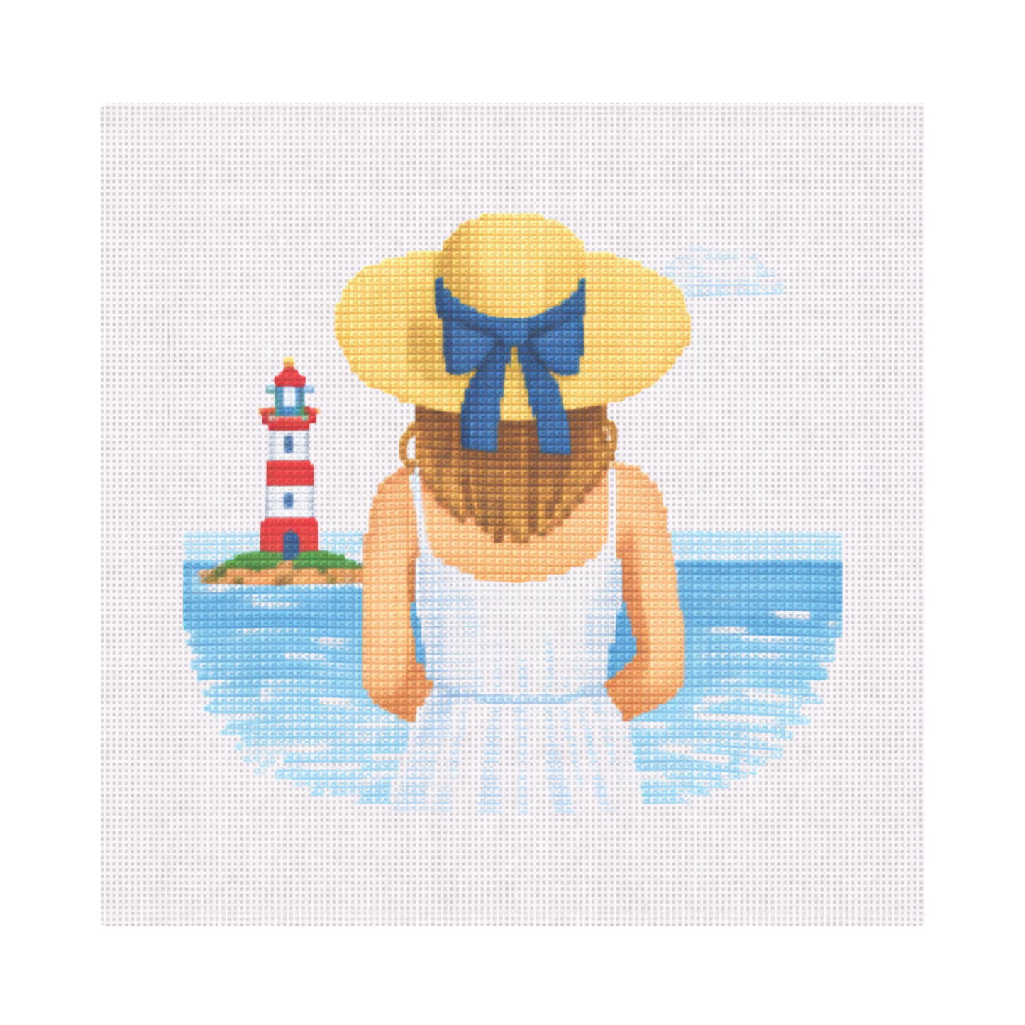 Girl Looking Out at Sea — 12" x 12" Canvas