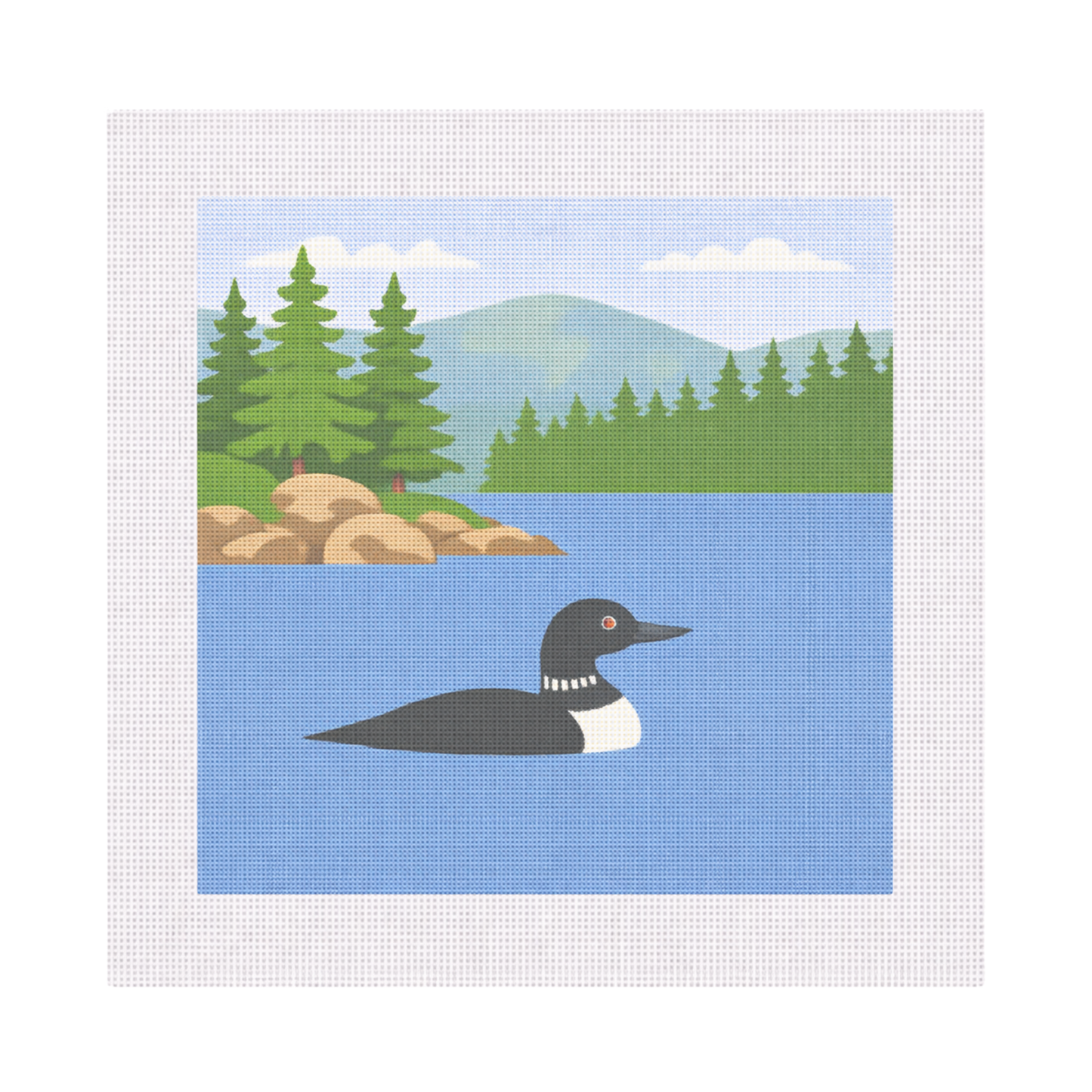 Loon on Lake — 12" x 12" Canvas