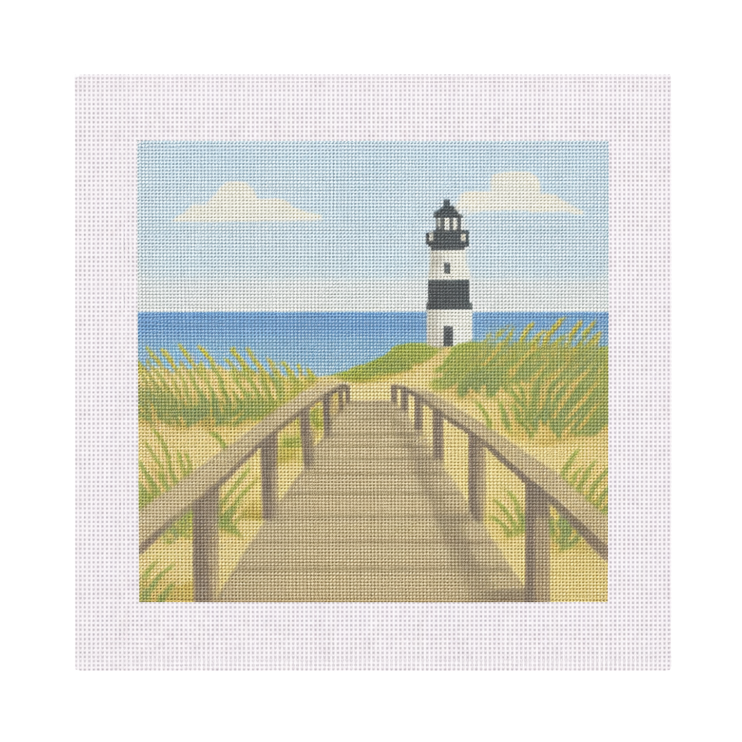 Beach Boardwalk with Lighthouse — 12" x 12" Canvas
