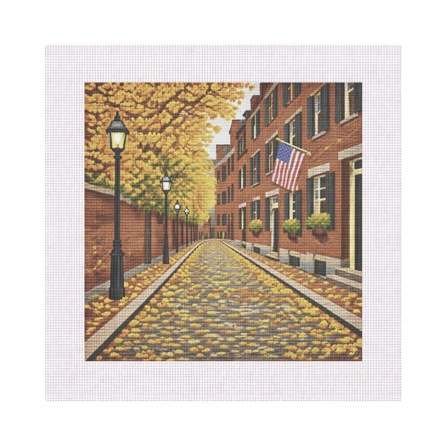Beacon Hill Street in Autumn — 12" x 12" Canvas