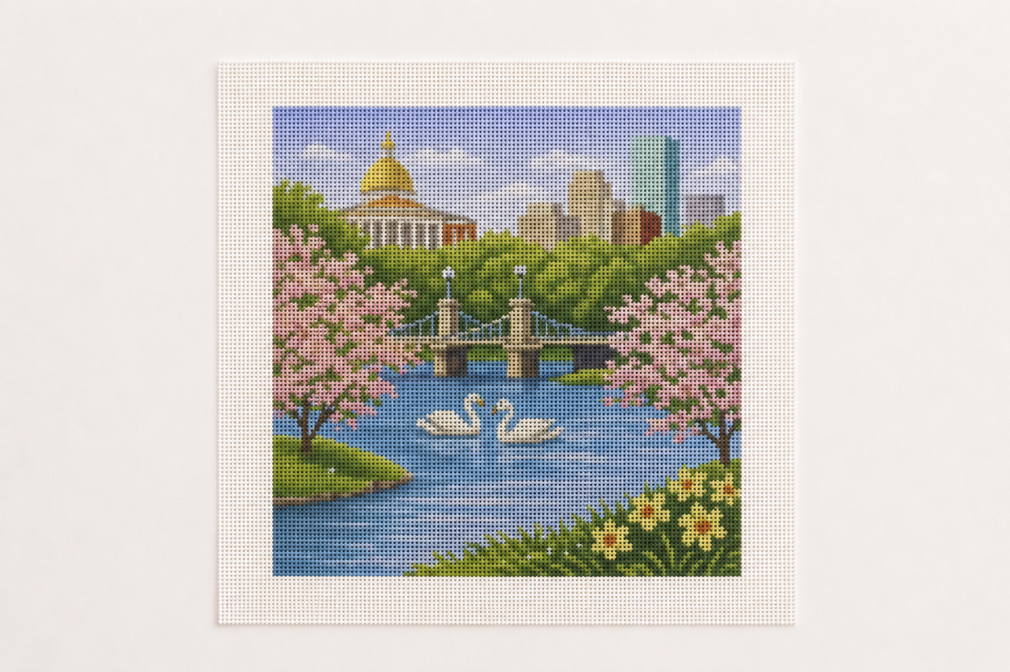 Swans in the Park — 12" x 12" Canvas