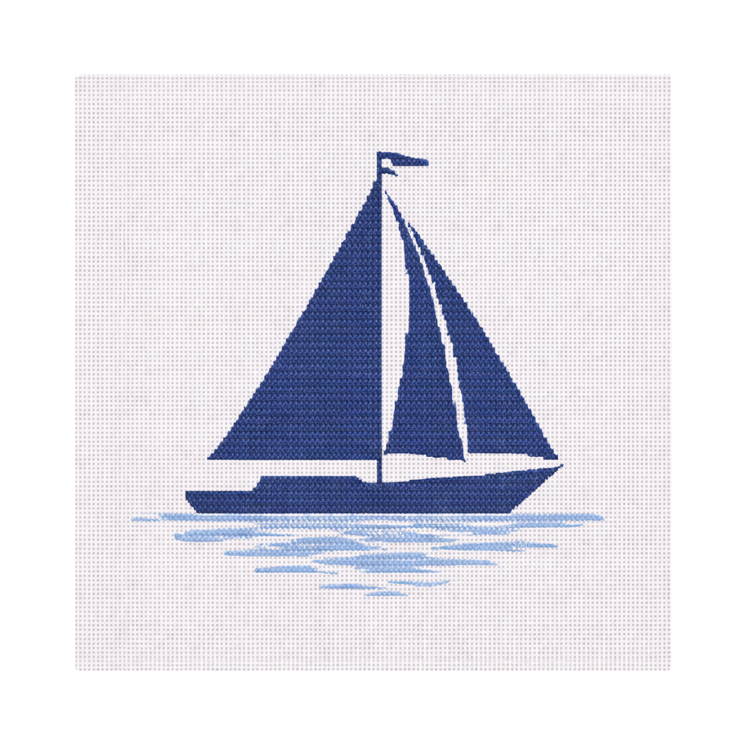Blue Sailboat Silhouette — 8" x 8" Canvas