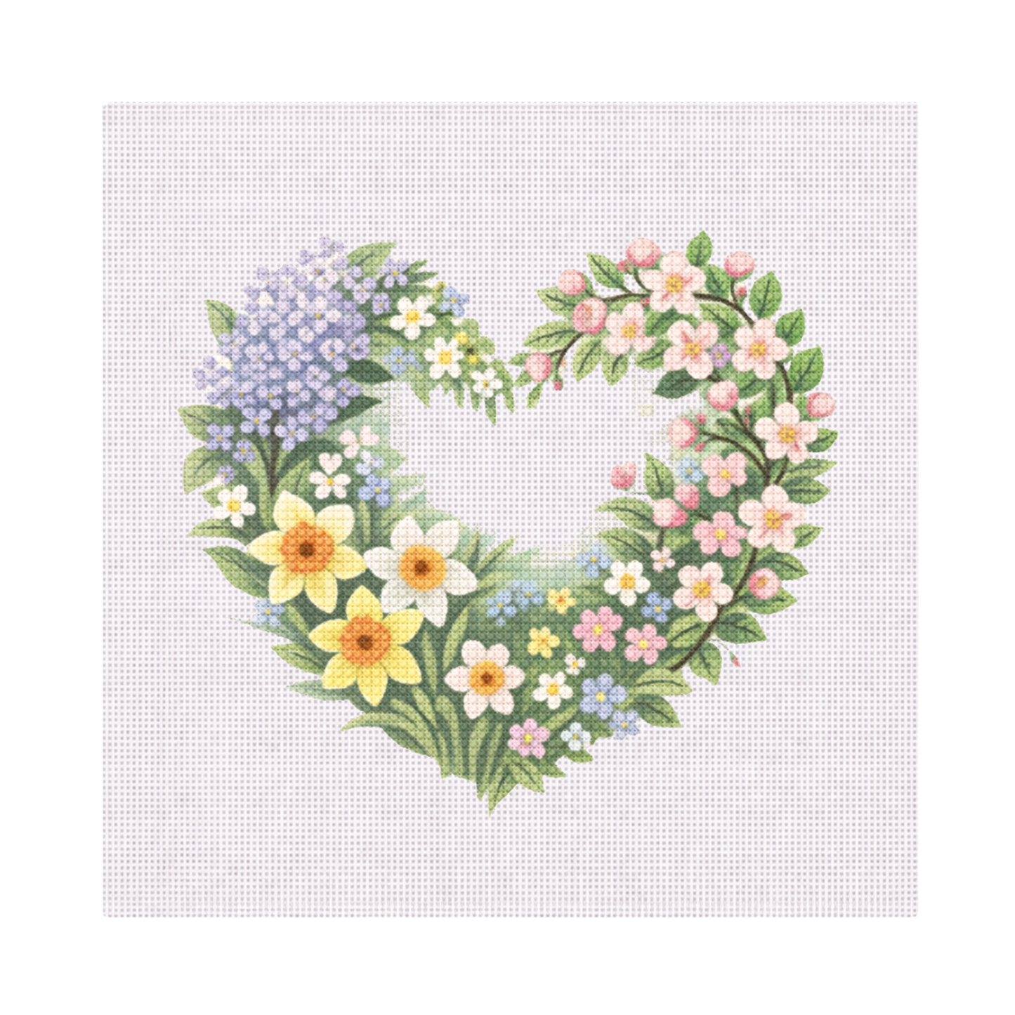 Heart Made of Flowers — 8" x 8" Canvas
