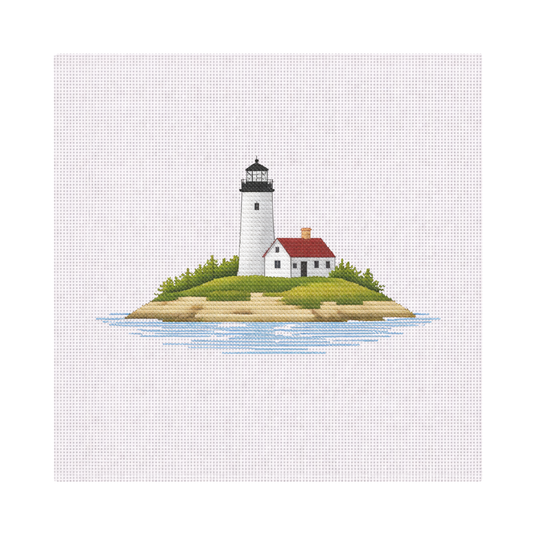 Lighthouse on Island — 8" x 8" Canvas