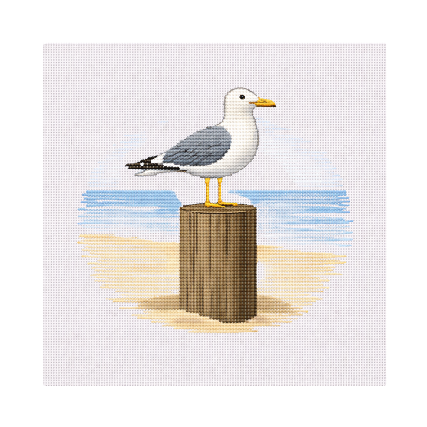 Seagull on Post — 8" x 8" Canvas