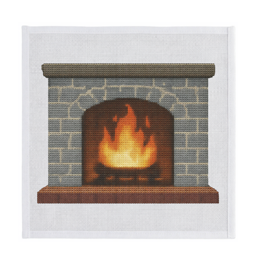 Lit Fireplace