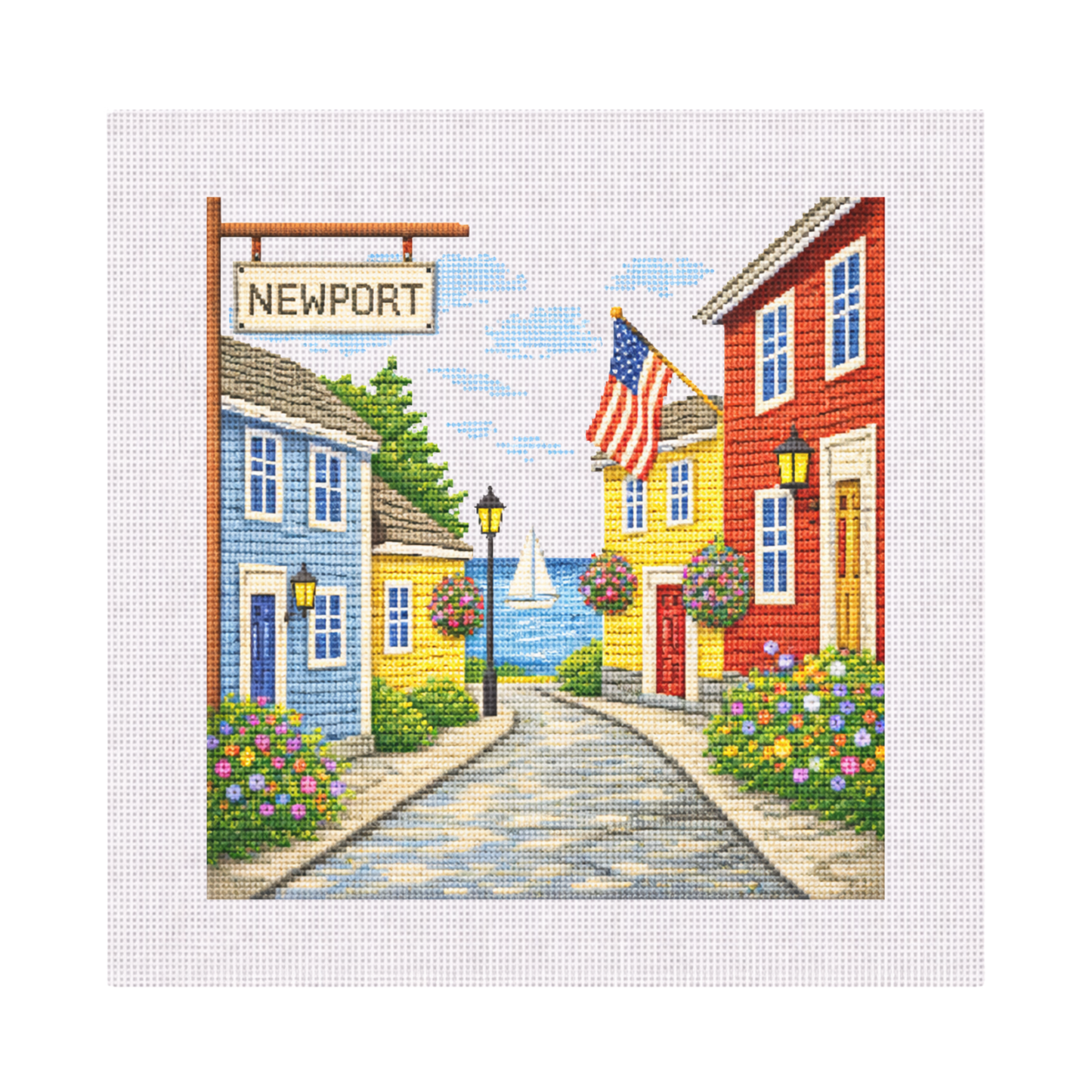 Street in Newport — 12" x 12" Canvas