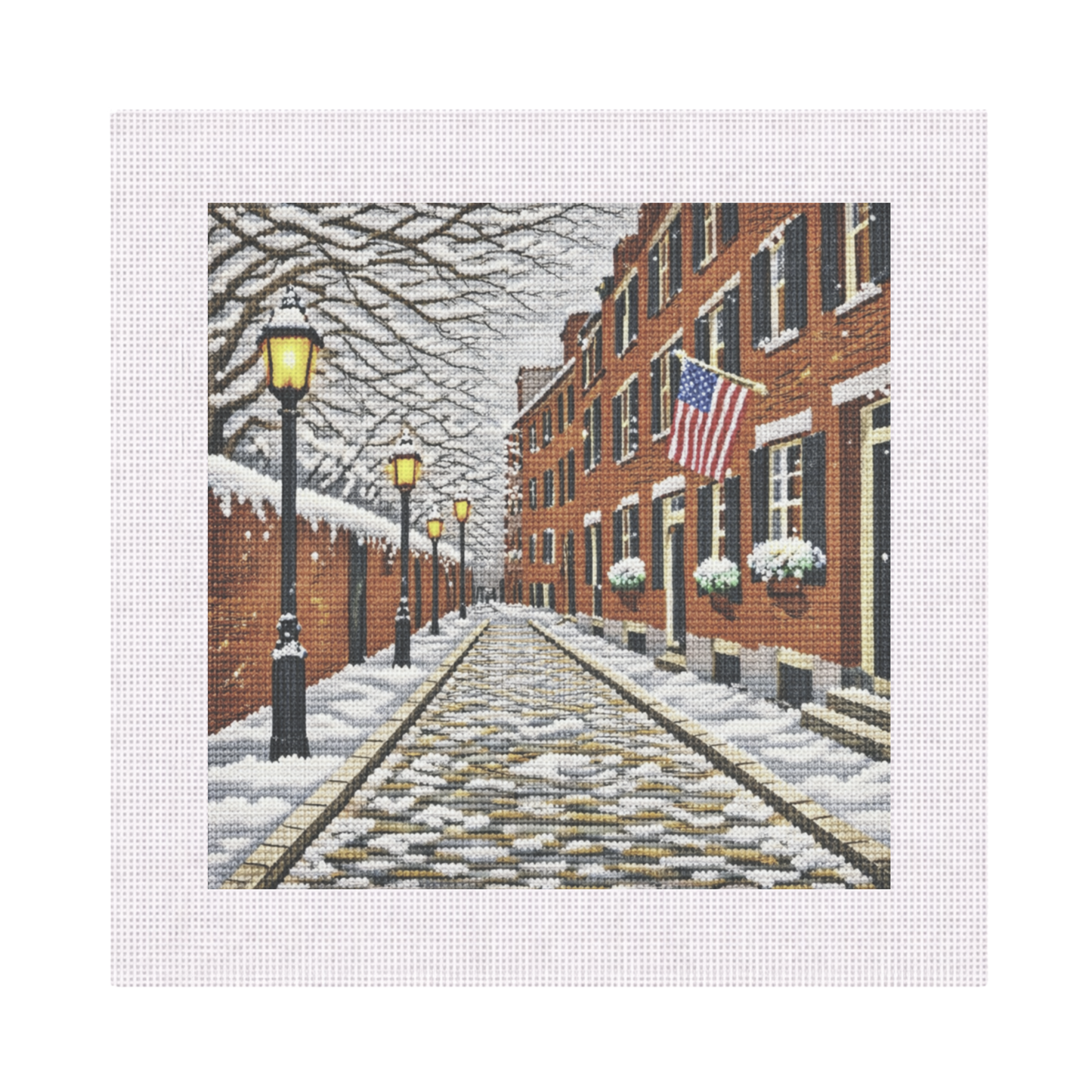 Beacon Hill Street in Winter — 12" x 12" Canvas