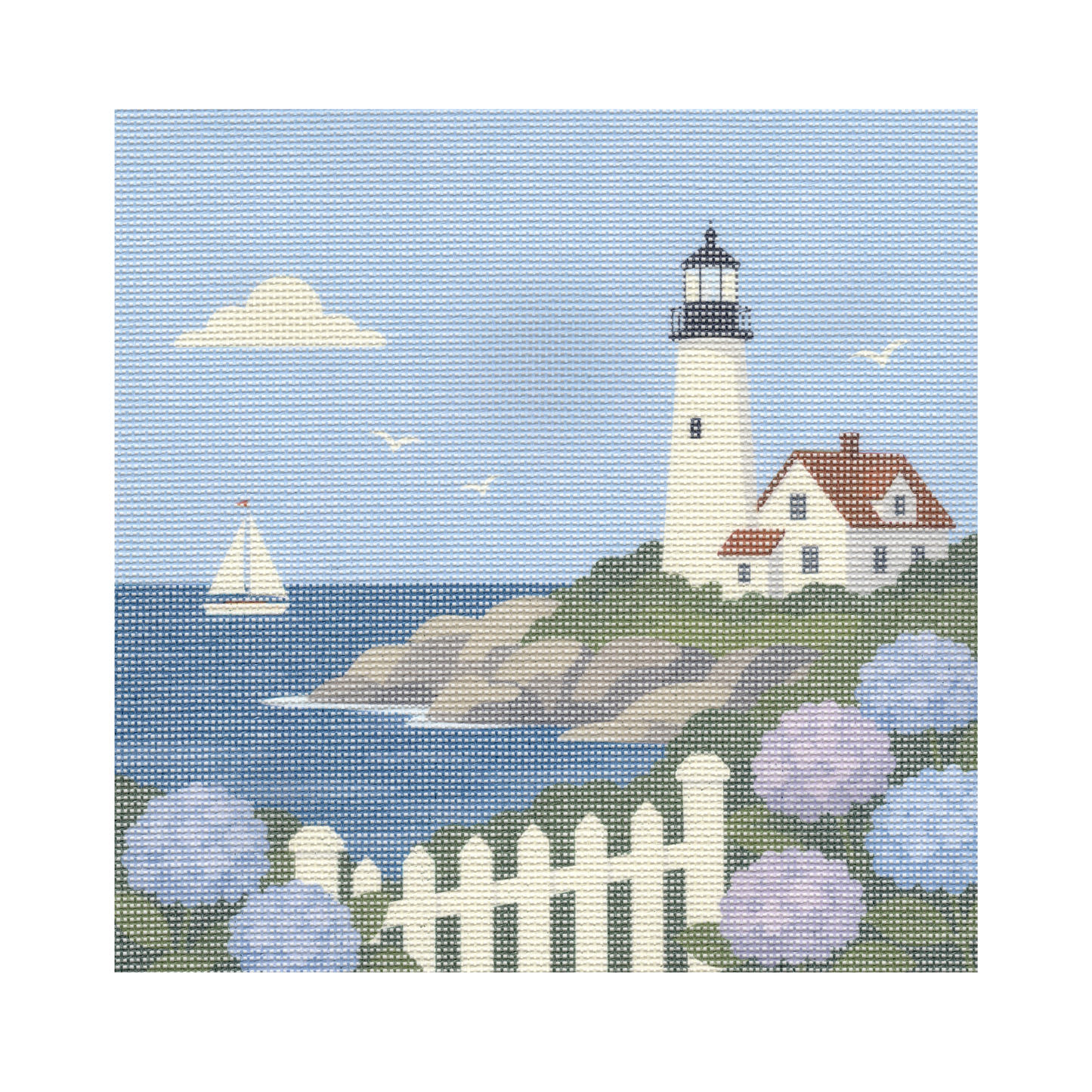 Nantucket Lighthouse on Cliff — 12" x 12" Canvas